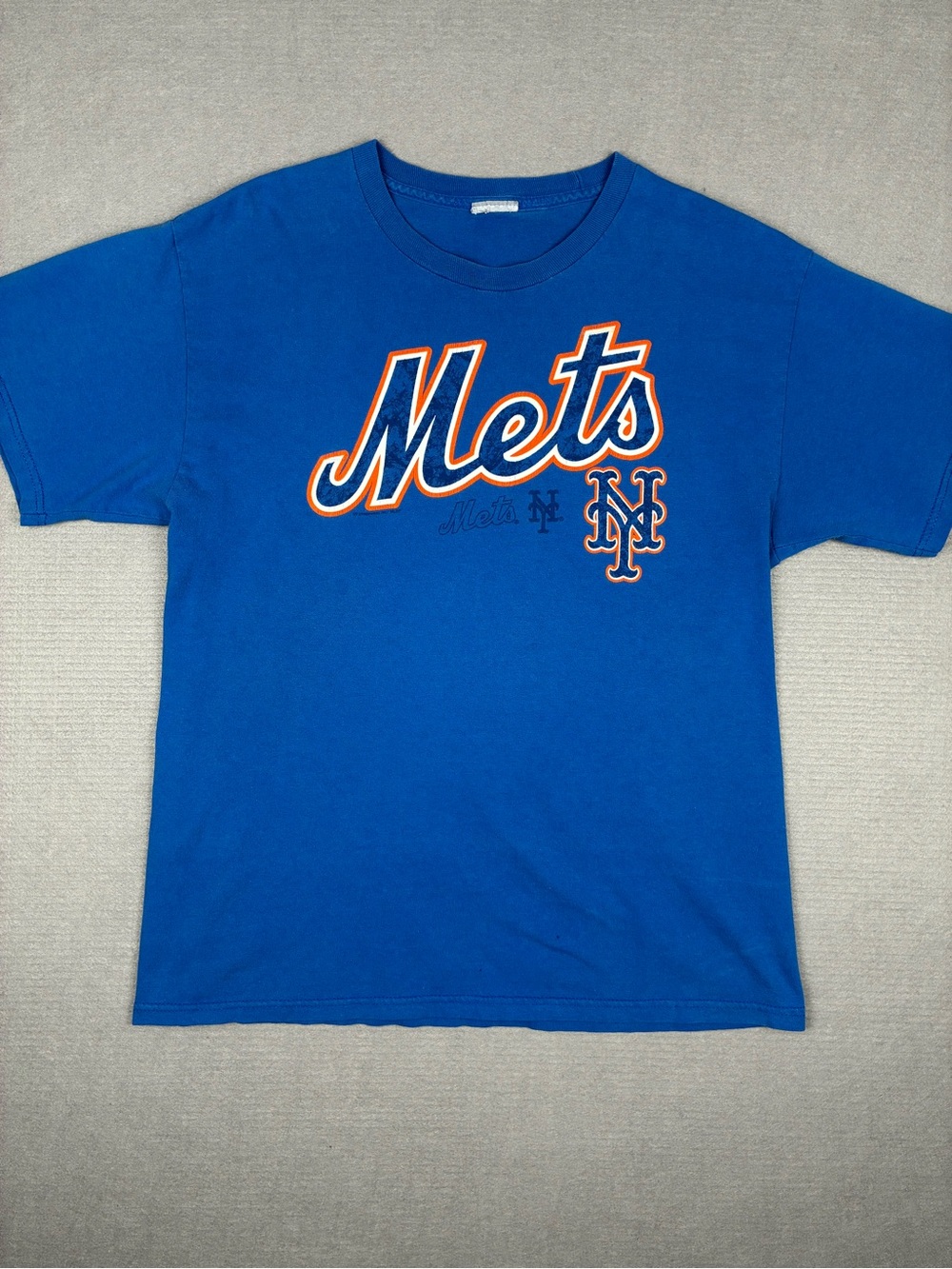 VTG Y2K New York Mets Classic Solid Blue Crew Neck Tee M/L